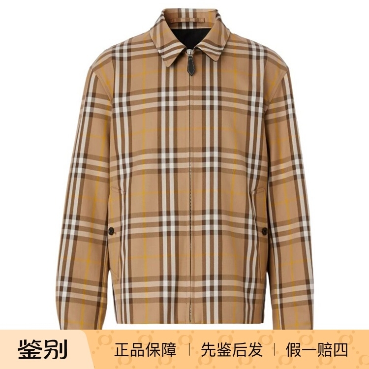 Burberry New Plaid Reversible Lapel Men's Jacket 80544821 Burberry New Plaid Reversible Lapel Men's Jacket 80544821