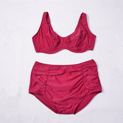 European and American Bikini Double shoulder strap High waist pants Comfortable Decompression Ultra Slim No Chest Cushion EF With Steel Entrusted Chest Cup Swimsuit Woman