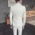 Bộ đồ vest nam phiên bản Hàn Quốc mỏng manh bốn mùa dài tay Slim đôi ngực rắn màu trẻ trung công sở 2 bộ đồ trắng áo nam Suit phù hợp