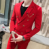 Bộ đồ vest nam phiên bản Hàn Quốc mỏng manh bốn mùa dài tay Slim đôi ngực rắn màu trẻ trung công sở 2 bộ đồ trắng áo nam Suit phù hợp
