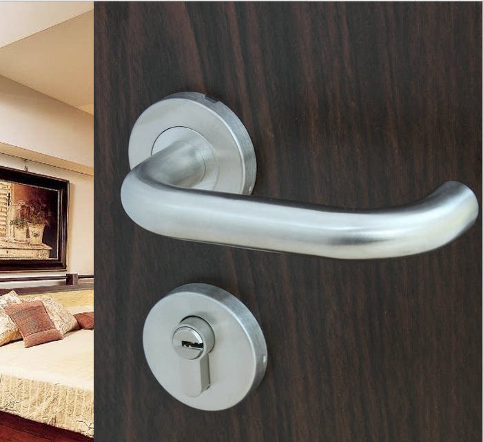 Stainless Steel Fireproof Door Lock S02-007 Split Lock 72*55 Door Lock Hospital Office Building Double Bend Handle Door Lock