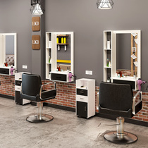 Barber shop mirror table hair salon hair salon mirror cabinet integrated wall-mounted sticker wall-mounted simple wall ironing