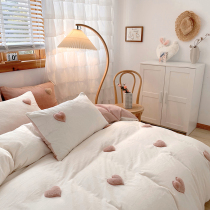  Cute thickened autumn and winter two-piece three-dimensional love quilt cover warm coral velvet bedding