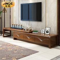 Golden song simple modern solid wood retractable TV cabinet living room furniture floor cabinet multi-function storage storage TV cabinet