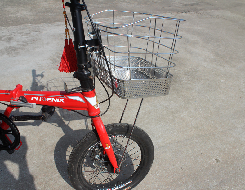 Bicycle front basket support fork frame car basket Electric car folding accessories Lamp fixed installation modified vegetable basket bracket