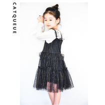 Childrens gold screen gauze skirt Classic Sundress Girls New Gauze skirt dress