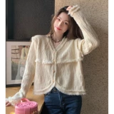 Демисезонный кардиган, ретро свитер, в западном стиле, в стиле Шанель, городской стиль