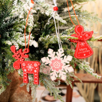 Christmas Ornaments Set Wooden Snowflake Bells Five-pointed Star Angel Christmas Tree Pendings Creative Ornaments