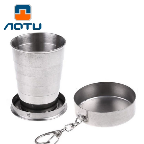 Маленькая складная телескопическая мини-чашка из нержавеющей стали, портативная пряжка