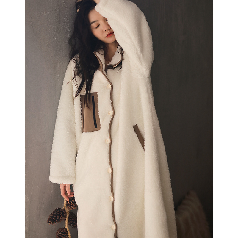 Glance at instant Aromas ~ OLOEY Sleep Robes Women's Autumn Winter Coral Suede Palate Women's Winter Flannel Suede Thickened Bathrobe