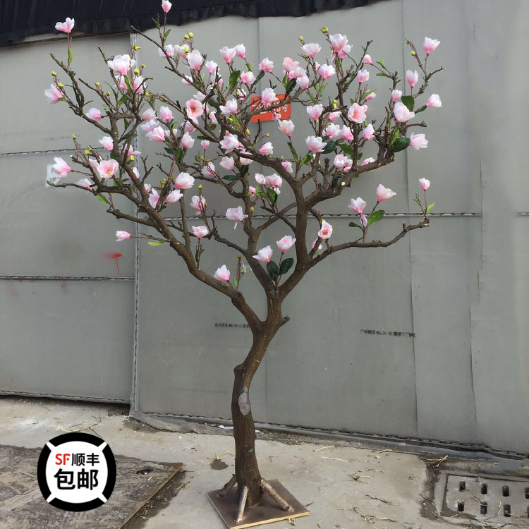 Shanghai direct selling simulation magnolia flower tree window decoration indoor living room green plant shape bonsai floor fake flower decoration