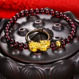 金大生 Ювелирное украшение, золотой браслет с одной бусиной из граната, 3D