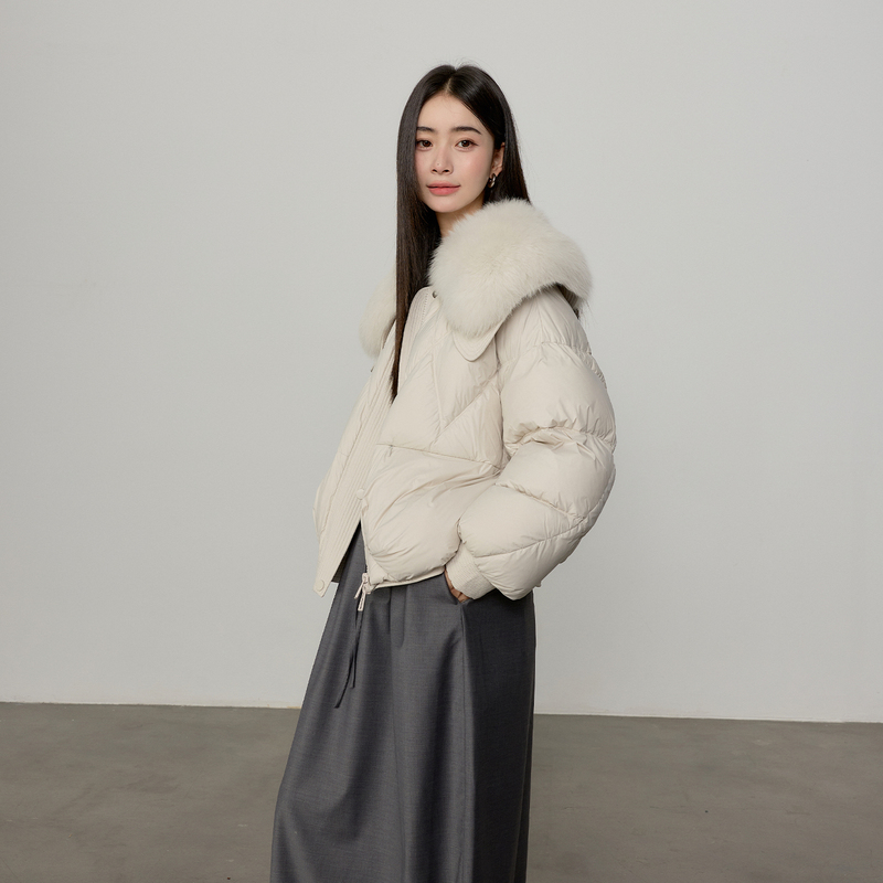 Snow Island Diary Imported Fox Fur Collar Coat Women's Oversized Puff 90% White Goose down Jacket 2025