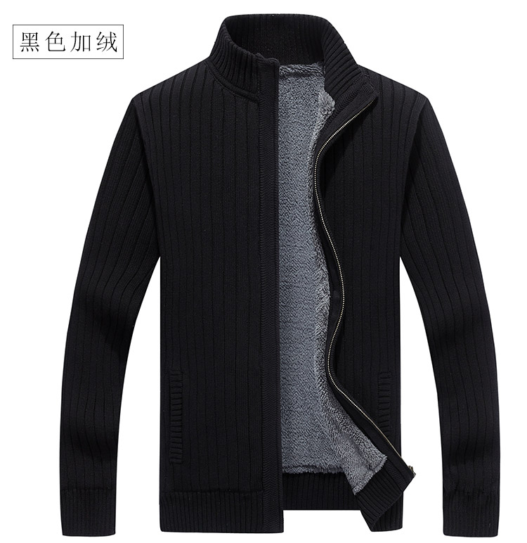 Áo khoác nam mùa thu áo len nam cao cổ áo len có khóa kéo cotton cộng với nhung dày đứng cổ áo len cỡ lớn áo blazer nam