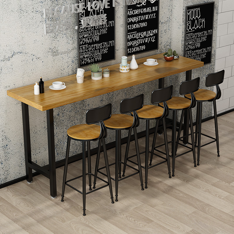 Solid Wood Bar Desk Table Home Balcony Close To Wall Strip Narrow Table Milk Tea Shop Café High Foot Bar Table And Chairs Combo-Taobao