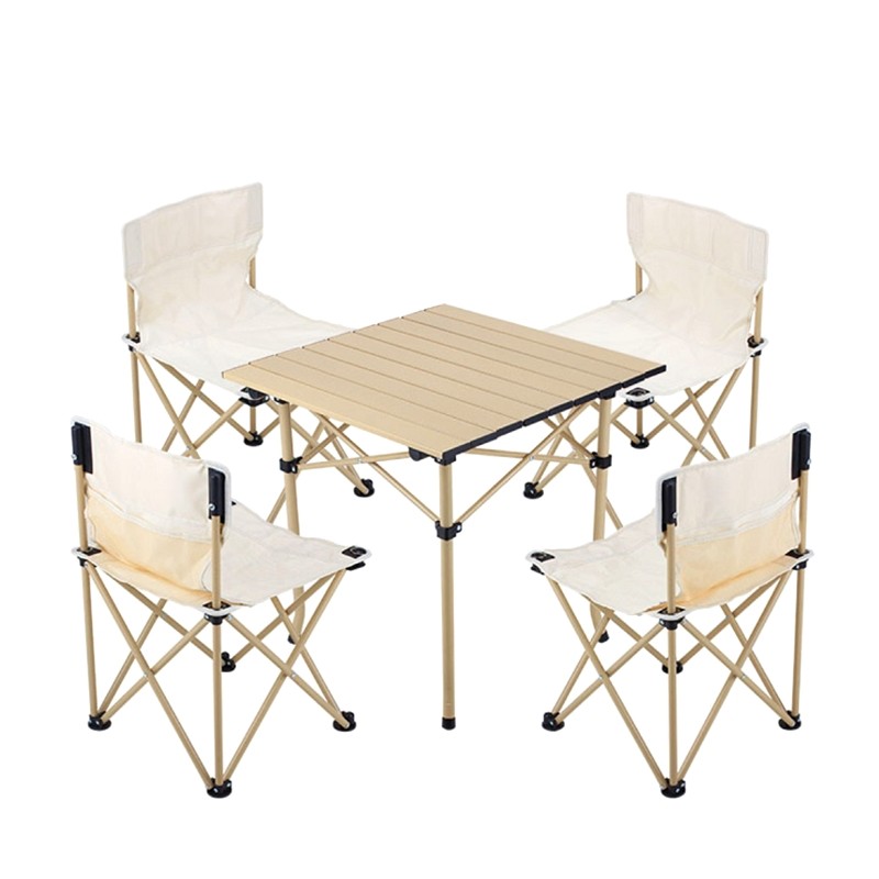 Outdoor portable folding table and chair combination set self-driving tour camping picnic courtyard balcony leisure aluminum alloy table stool