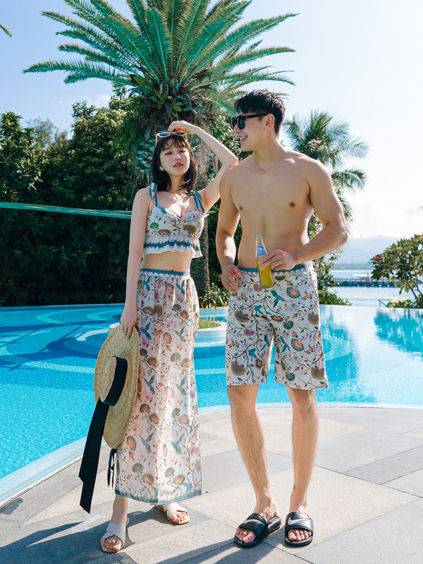 Summer Couple Outfit Skirt Set for Women, Suitable for Traveling to Sanya, Hainan, for Vacation, Beach, and Swimming