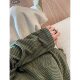 Cangmei Women's Clothing - Green Fine Striped Long-Sleeve Knit T-Shirt