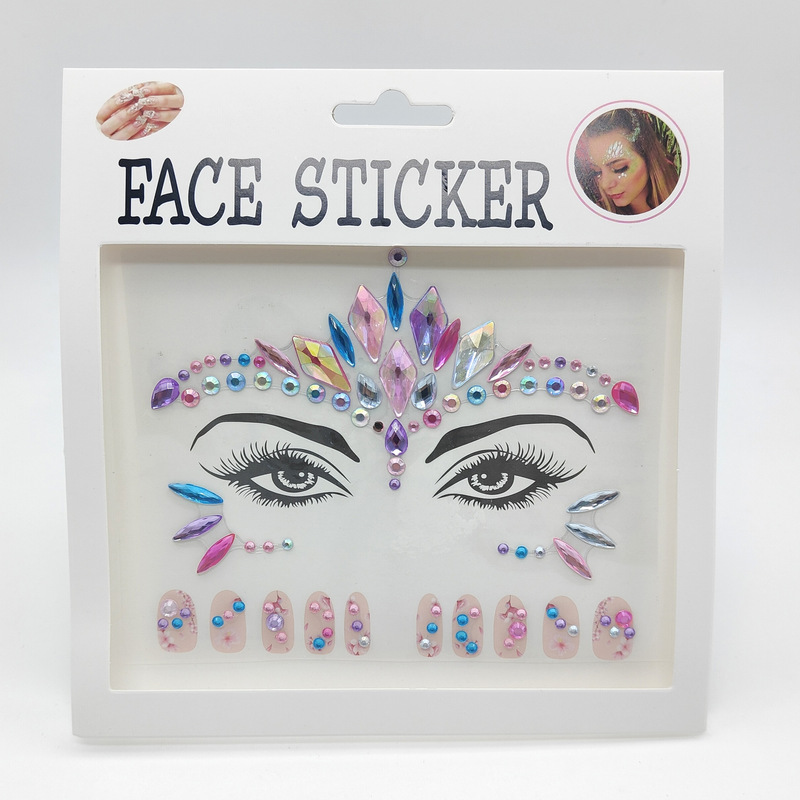 Edm Music Festival Accessories, Sparkling Rhinestones, Creative Makeup, Children's Day Eyebrow, Face, and Nail Stickers, Children's Dance Concert Performance Edm Music Festival Accessories, Sparkling Rhinestones, Creative Makeup, Children's Day Eyebrow, Face, and Nail Stickers, Children's Dance Concert Performance