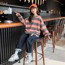 Girl Necropolis Spring Autumn Net Red Girl Clothing 2022 New Tide Trendy Han Fan Tide Clothes Autumn Daddie Girl Clothing Autumn