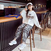 Girl Spring Clothing Suit Sports Clothing Online Red Girl Clothing 2022 New Tide Trendy Big Child Weaters Han Fan Tide Clothes Autumn