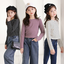 Basic Style Undershirt Autumn 2022 Korean version Girl Scout Striped Round Collar Long Sleeve Casual 100 hitch Yoo blouse