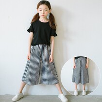 Girl Broadlegged Pants Korean Version Ocean Air Thin Ten-year-old Girl Summer Clothing Little Girl Casual Pants Children 90% Pants Woman