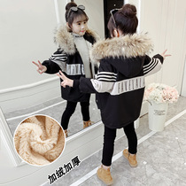 Pie overcomes girl cotton jersey 2022 new medium long style girls dress winter clothing little girl cotton padded jacket new foreign air