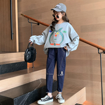 Girl Wei clothing spring autumn Great childrens tennis Red girl clothes 2022 new wave trendy Han Fan tide clothes early autumn blouses foreign air