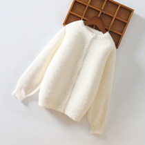 Mohair girls mink fluff cardigan Western style middle child plus velvet thickened Korean version of warm mink spring