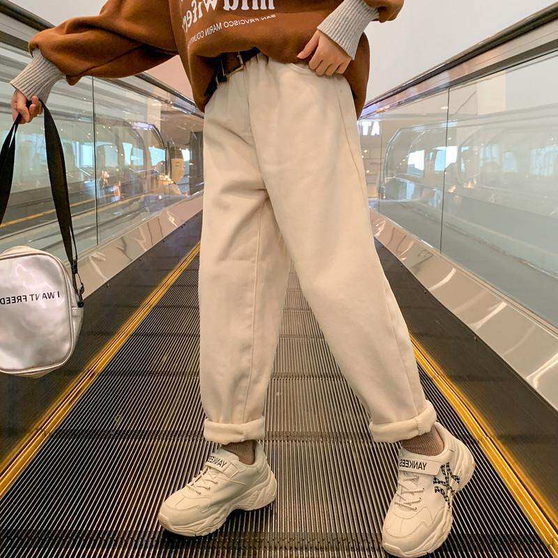 Girl Gush Pants Integrated Suede Autumn Winter Outwear Net Red Girl Dress 2022 New Tidal Trendy Casual Sports Pants