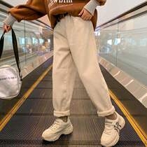 Girl Gush Pants Integrated Suede Autumn Winter Outwear Net Red Girl Dress 2022 New Tidal Trendy Casual Sports Pants