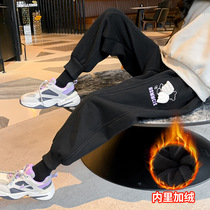 Girl Plus Suede Pants Sporty Pants Autumn Winter Outwear Net Red Girl Clothing 2022 New Tide Trendy Big Child Vets