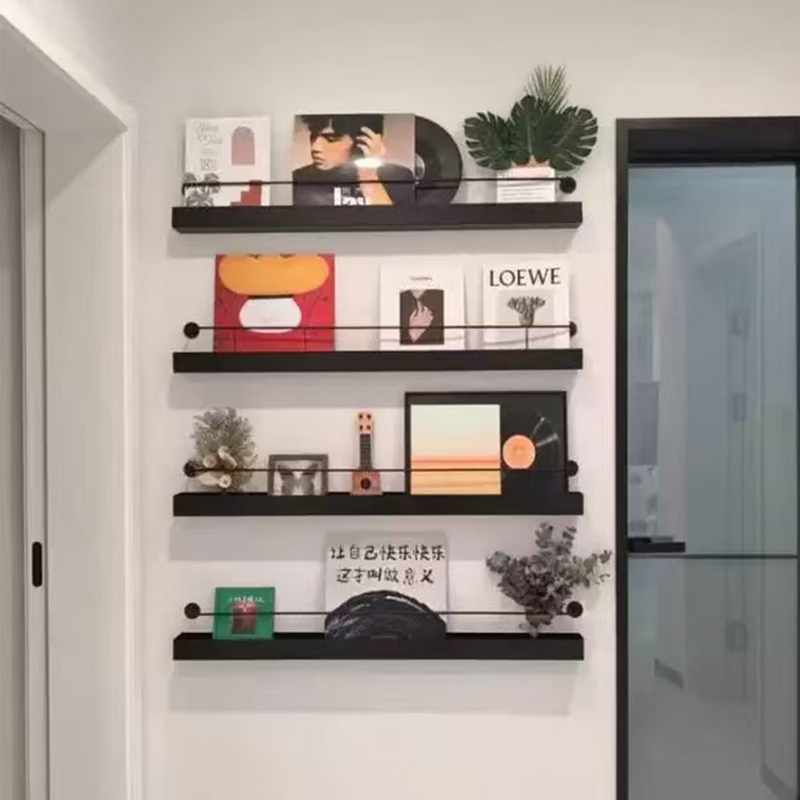Nordic Metal Iron Art Wall-Mounted Simple Book and Newspaper Rack for Living Room Wall Decoration Magazine Storage Shelf