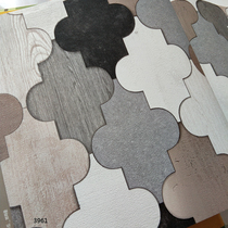 Spot Korea LH wallpaper washable wall paper imitation wood grain rhomboid modern minimalist bedroom living room background wall AB version