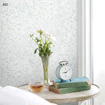 South Korean original KR wallpaper waterproof washable wall paper clear through grey blue small flower field garden U.S. -Japan New Chinese background wall