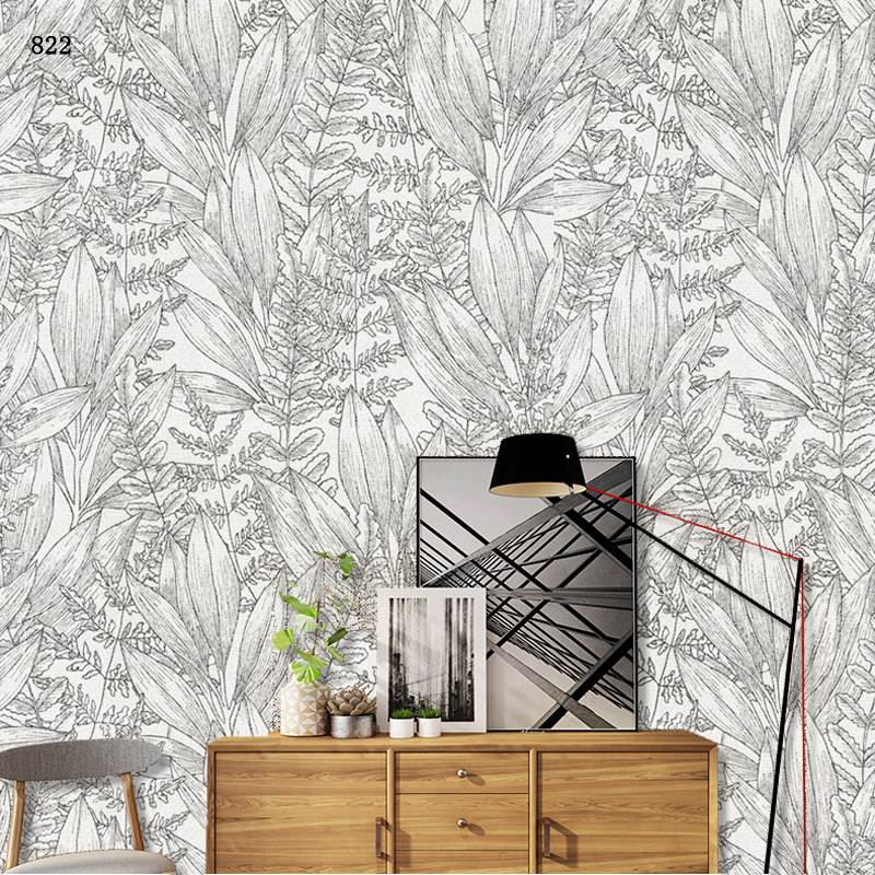 Korean original KR wallpaper waterproof can scrub wallpaper day American New Chinese big leaf palace pattern background wall wall