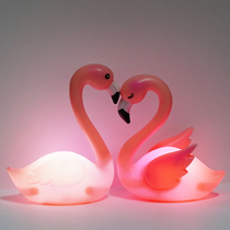 Flamingo ornament birthday cake decoration lighting lamp ins Net red feather string plug-in cake dessert table baking