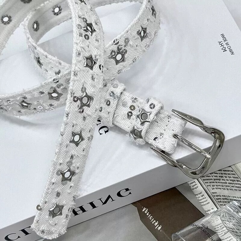 2026 New Retro Star Studded Denim Belt Y2K Versatile with Jeans Women's Belt with a High-End Feel 2026 New Retro Star Studded Denim Belt Y2K Versatile with Jeans Women's Belt with a High-End Feel