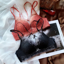Modal soft and comfortable upper and lower thick cups sexy lace underwear cross beautiful back no steel ring gather bra