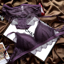 European and American summer thin no steel ring comfortable gathering lace sexy underwear girl simple fashion bra set