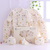 Quần áo sơ sinh, sơ sinh, đồ lót gạch chân, cotton, 7 bộ, 0-3 tháng, cotton, nam và nữ, bộ quà tặng cho bé quà sơ sinh cho bé gái