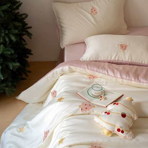 Брендовый милый комплект для принцессы, шелковая простыня, пододеяльник, 60 шт, 4 предмета, 1.8м, постельные принадлежности