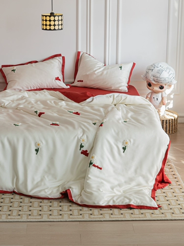 Милая подушка, двусторонний комплект для обучения математике, шелковая летняя простыня, покрывало, с вышивкой, 4 предмета