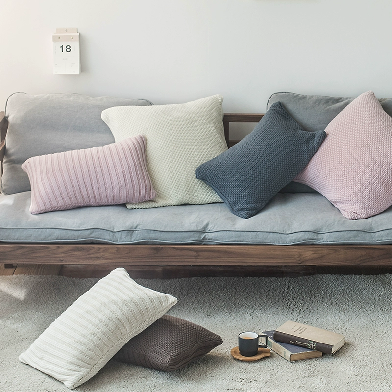 Câu chuyện về cơm tôm Scandinavia sofa cotton tối giản trang trí đệm bông dệt kim gối ôm gối lớn với trái tim - Trở lại đệm / Bolsters