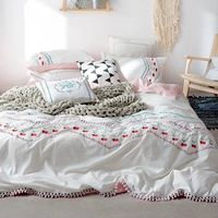 Bộ đồ cotton thêu bông bốn bộ nhỏ - Bộ đồ giường bốn mảnh bộ chăn ga gối đệm