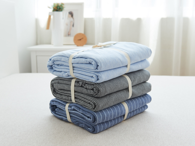 Một mảnh bông dệt kim comforter đặt Tenjiku trần truồng da thân thiện với bộ cotton comforter sọc riêng áp dụng một mảnh - Quilt Covers vỏ chăn everon