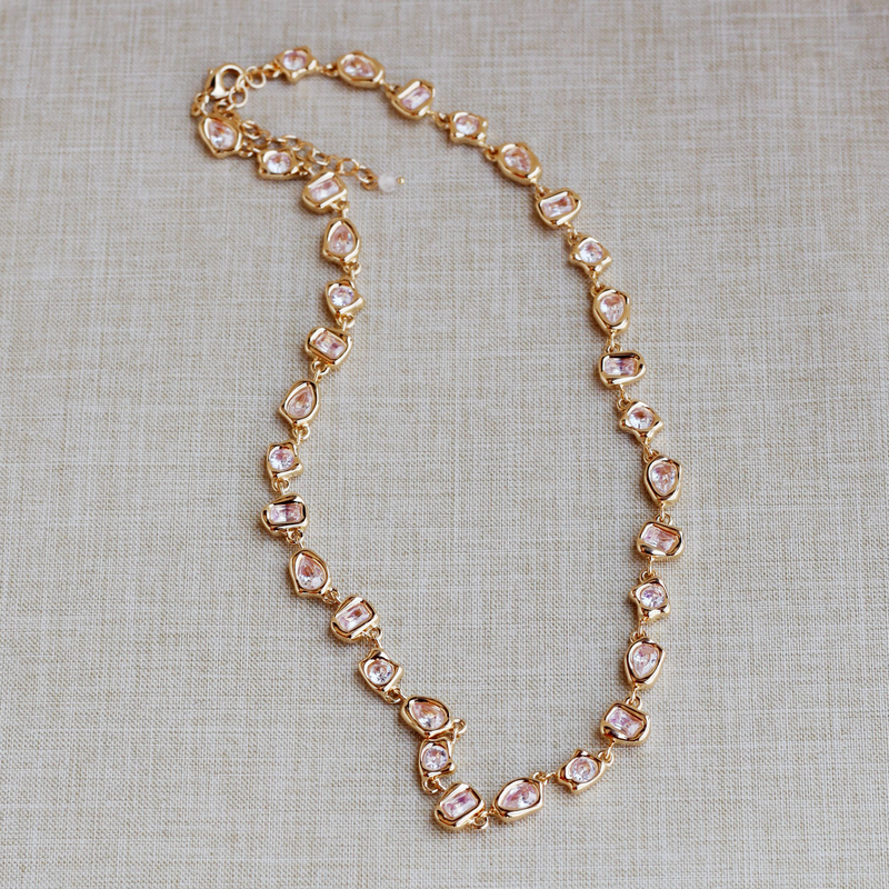 Colorful Diamond Elegant Zircon Opal Multi-Color Necklace Bracelet Women's European and American Jewelry Accessories Gold-Plated Commuting