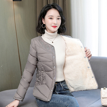 Down cotton coat women plus velvet thick long sleeve warm Korean version inside and outside wear large size 2021 winter coat