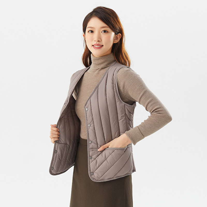 Autumn-winter ladies' down cotton waistcoat in old age kan shoulder plus suede slim fit with lean undercoat thickened large code-Taobao